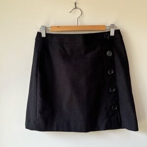 Anne Taylor Black Tweed-like Fabric Button-Detail Miniskirt, Pristine, Size 6